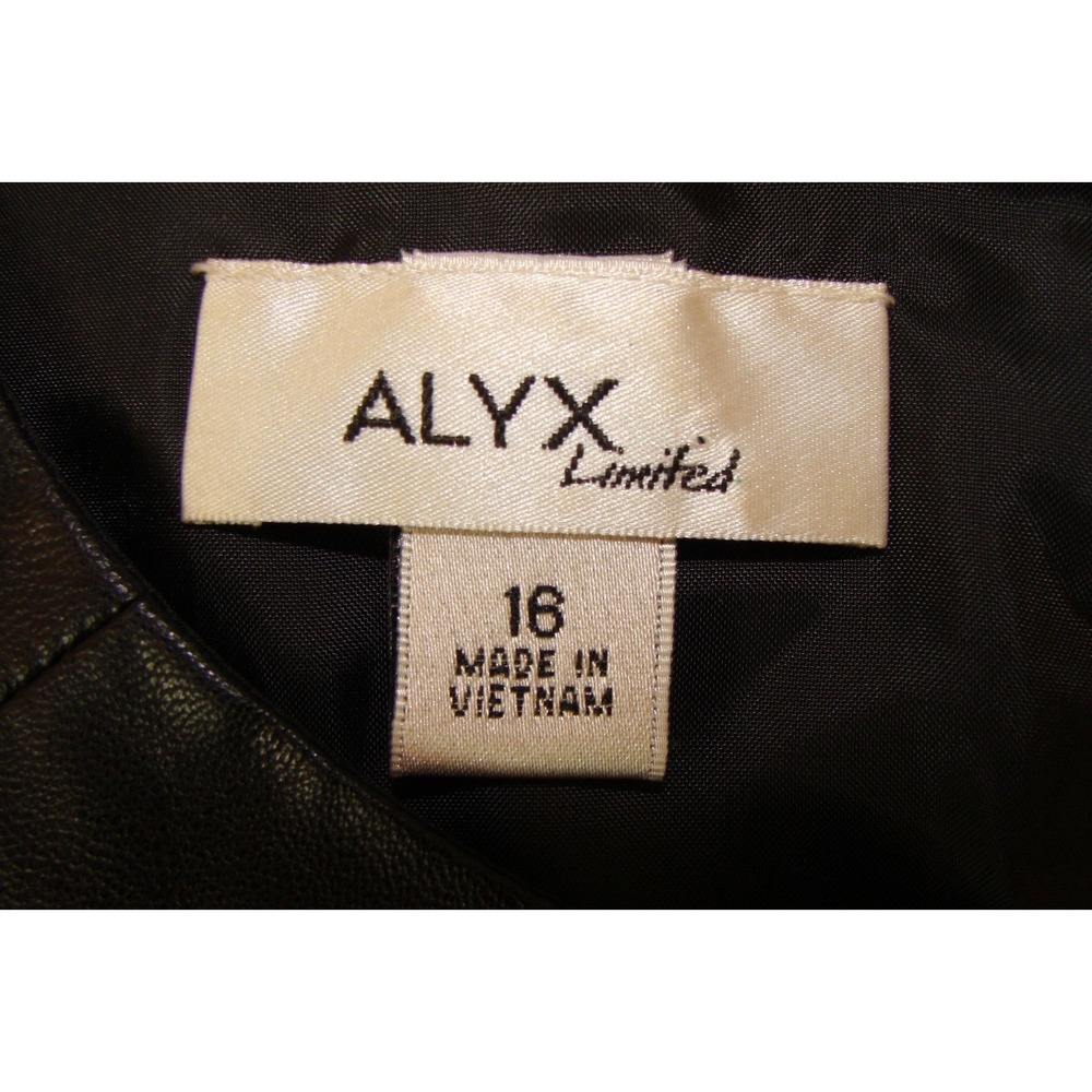 ALYX LIMITED BLACK FAUX LEATHER PEPLUM DRESS SIZE 16 A132 - Picture 2 of 9